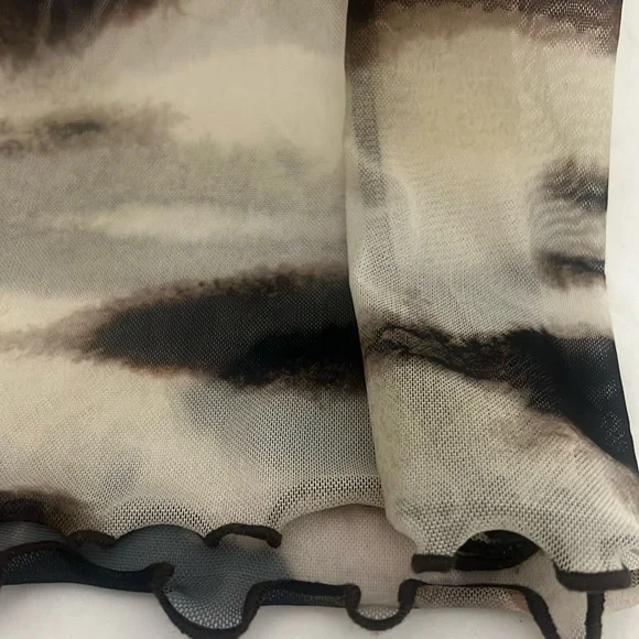 Zara High Waisted Tie Dye Tulle Print Mesh Straight Leg Pants Sz L - Picture 7 of 10